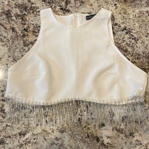 Rhinestone fringe top